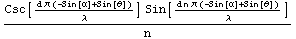 (Csc[(d π (-Sin[α] + Sin[θ]))/λ] Sin[(d n π (-Sin[α] + Sin[θ]))/λ])/n