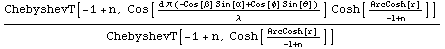 ChebyshevT[-1 + n, Cos[(d π (-Cos[β] Sin[α] + Cos[φ] Sin[θ]))/λ] Cosh[ArcCosh[r]/(-1 + n)]]/ChebyshevT[-1 + n, Cosh[ArcCosh[r]/(-1 + n)]]