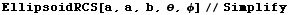 EllipsoidRCS[a, a, b, θ, φ] // Simplify
