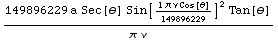 (149896229 a Sec[θ] Sin[(l π ν Cos[θ])/149896229]^2 Tan[θ])/(π ν)