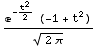(e^(-t^2/2) (-1 + t^2))/(2 π)^(1/2)