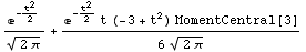e^(-t^2/2)/(2 π)^(1/2) + (e^(-t^2/2) t (-3 + t^2) MomentCentral[3])/(6 (2 π)^(1/2))